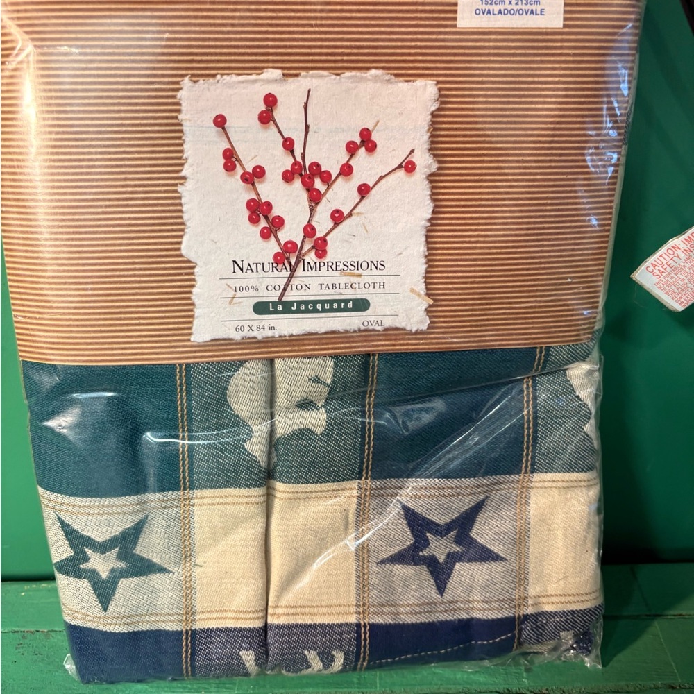 Natural Impressions Star and Bears Pattern Cotton Tablecloth